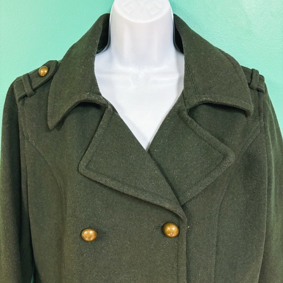 American Eagle Olive Green Wool Blend Peacoat Womens Size L - Picture 5 of 8